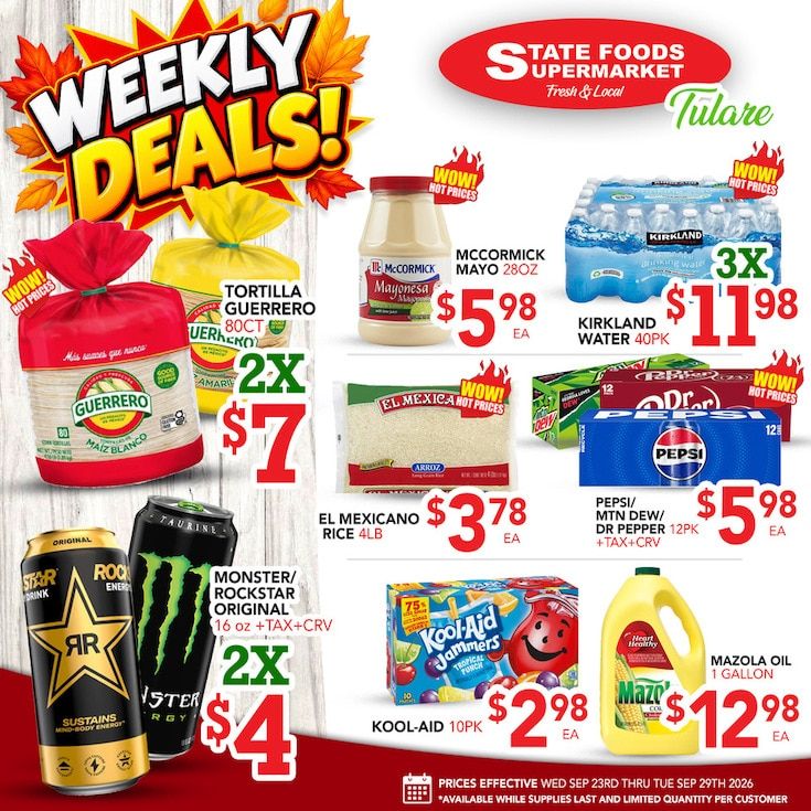 State Foods Supermarket (Tulare, CA) Weekly Ad September 23 - 29, 2026