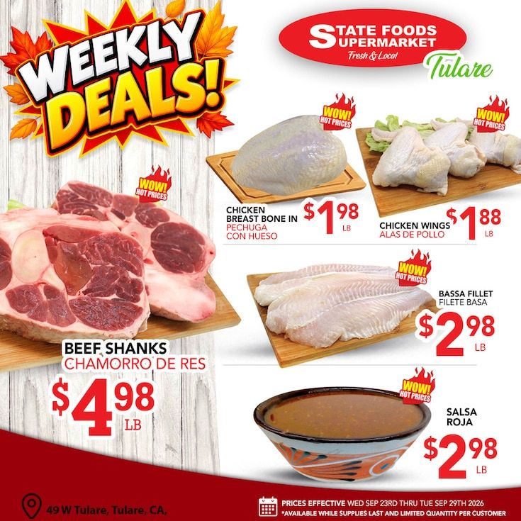 State Foods Supermarket (Tulare, CA) Weekly Ad September 23 - 29, 2026