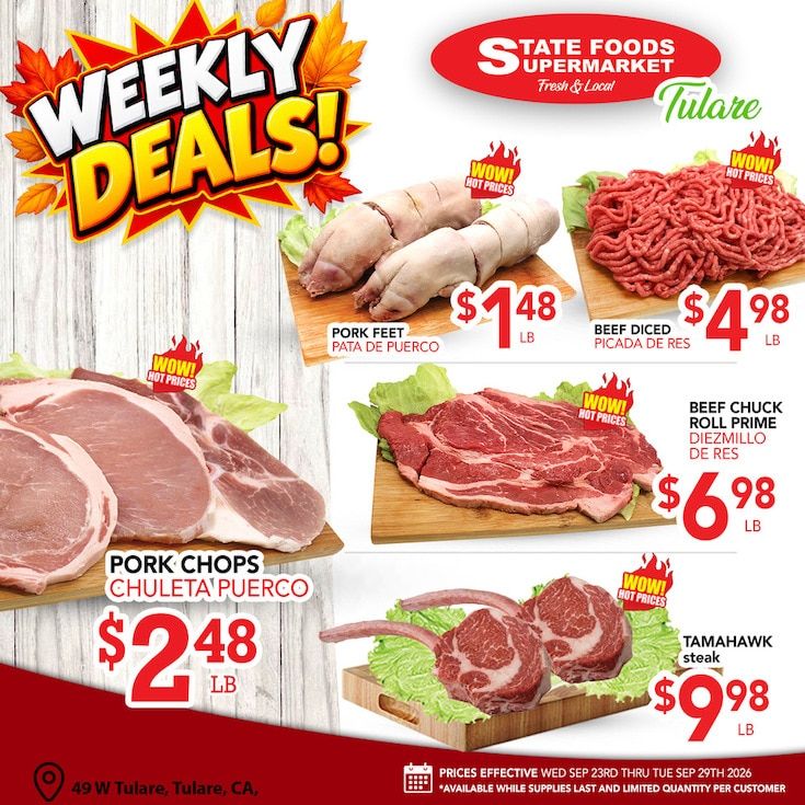 State Foods Supermarket (Tulare, CA) Weekly Ad September 23 - 29, 2026
