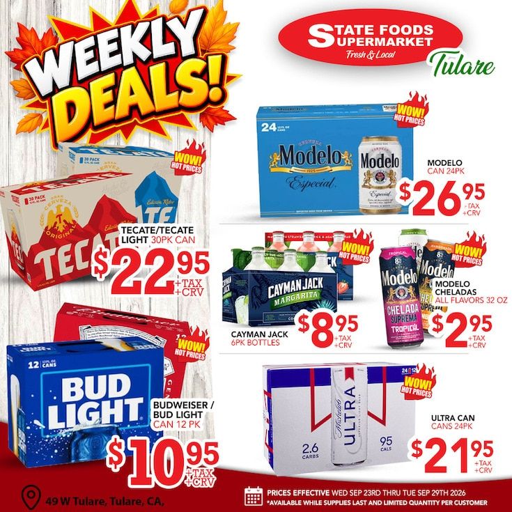 State Foods Supermarket (Tulare, CA) Weekly Ad September 23 - 29, 2026