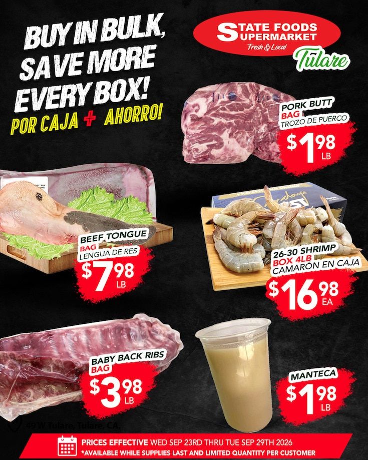 State Foods Supermarket (Tulare, CA) Weekly Ad September 23 - 29, 2026