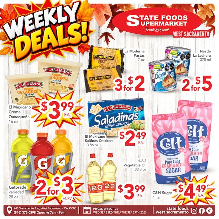 State Foods Supermarket (West Sacramento, CA) Weekly Ad September 23 - 29, 2026