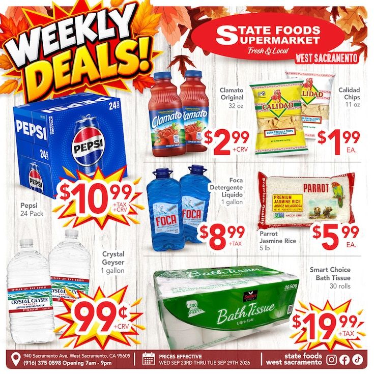 State Foods Supermarket (West Sacramento, CA) Weekly Ad September 23 - 29, 2026