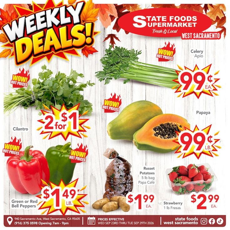 State Foods Supermarket (West Sacramento, CA) Weekly Ad September 23 - 29, 2026