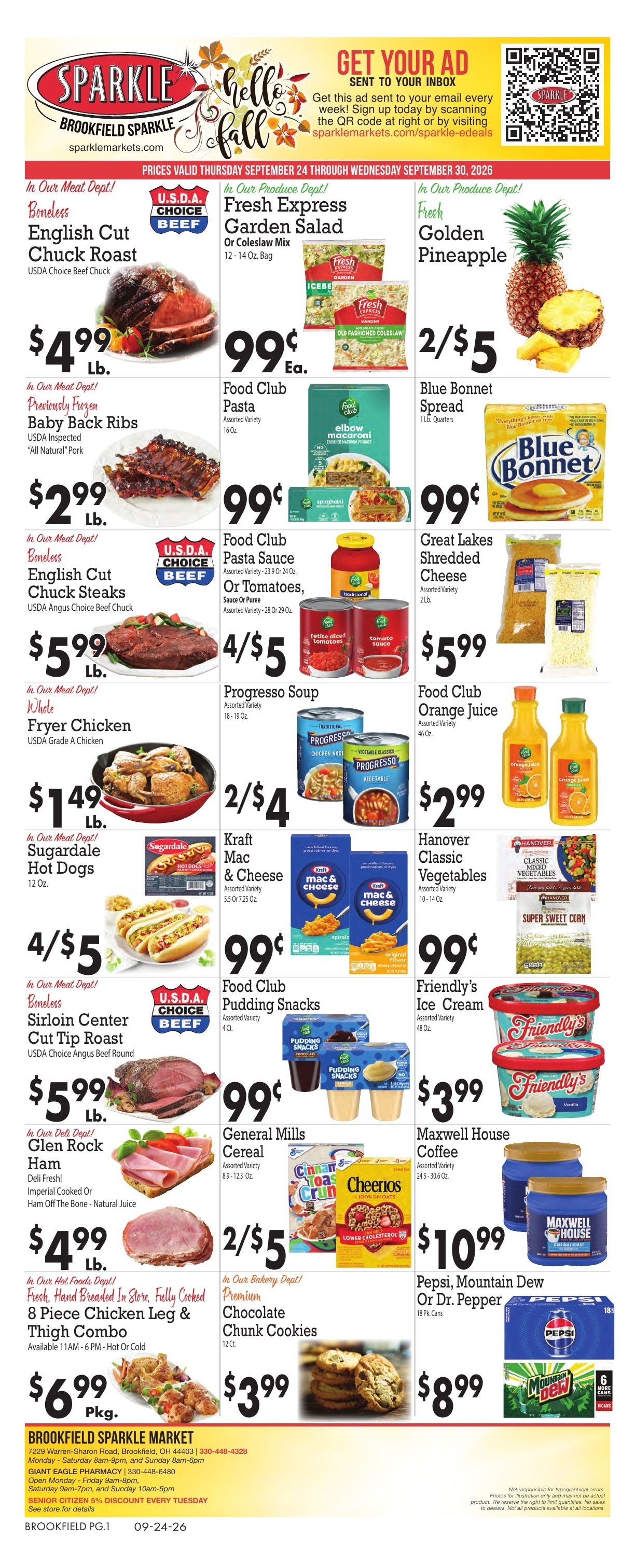 Sparkle Markets (Brookfield, OH) Weekly Ad September 24 - 30, 2026