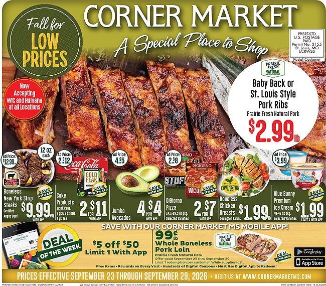 Corner Market MS (Alabama) Weekly Ad September 23 - 29, 2026