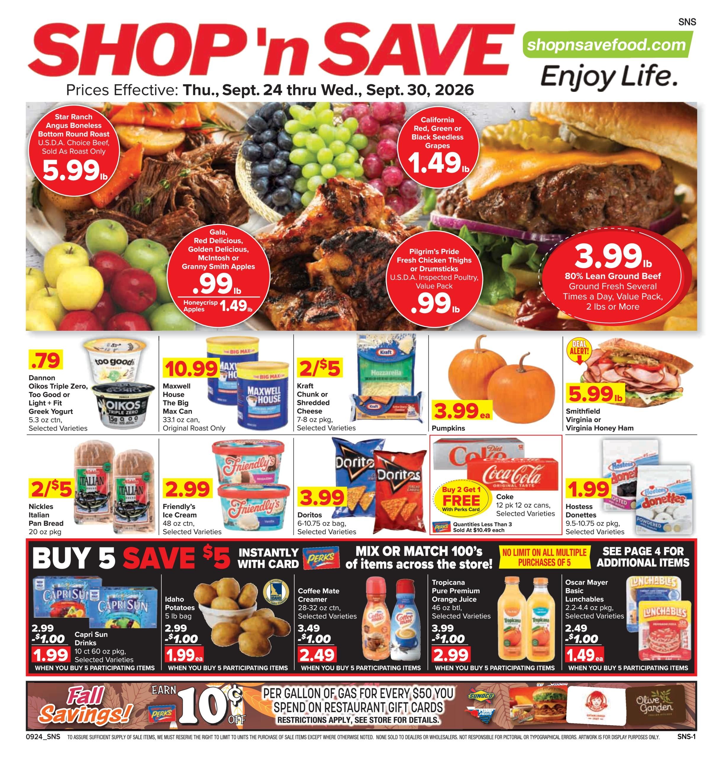Shop 'n Save (Pittsburgh-Somerset Area, PA) Weekly Ad September 24 - 30, 2026