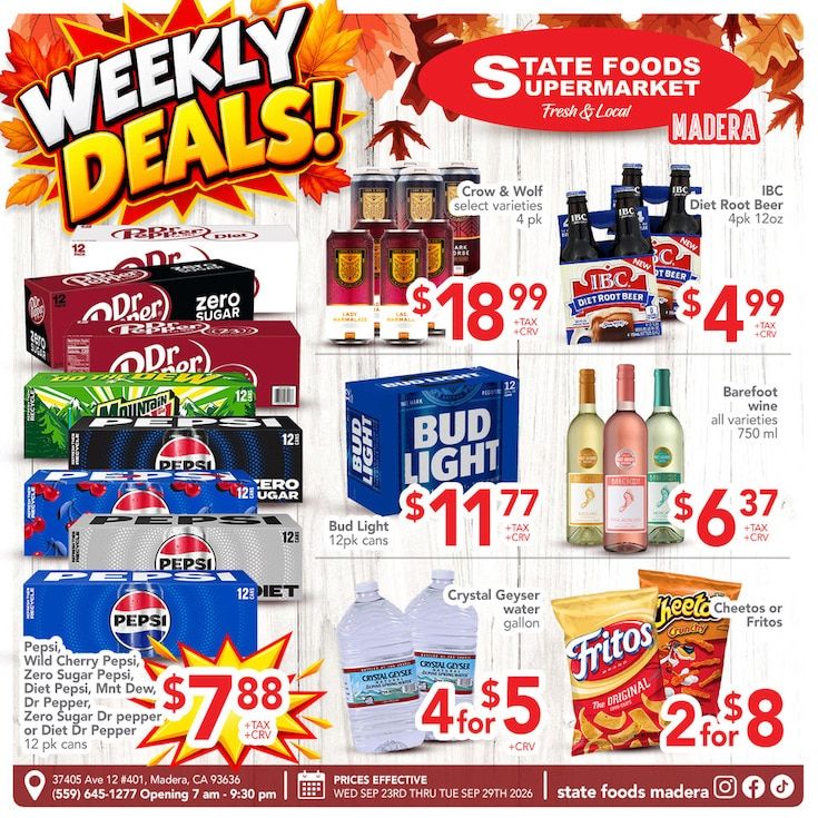 State Foods Supermarket (Madera, CA) Weekly Ad September 23 - 29, 2026