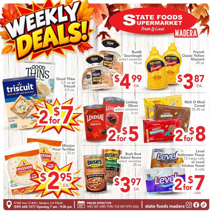 State Foods Supermarket (Madera, CA) Weekly Ad September 23 - 29, 2026