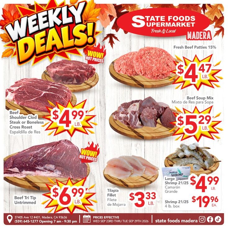 State Foods Supermarket (Madera, CA) Weekly Ad September 23 - 29, 2026