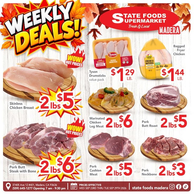 State Foods Supermarket (Madera, CA) Weekly Ad September 23 - 29, 2026