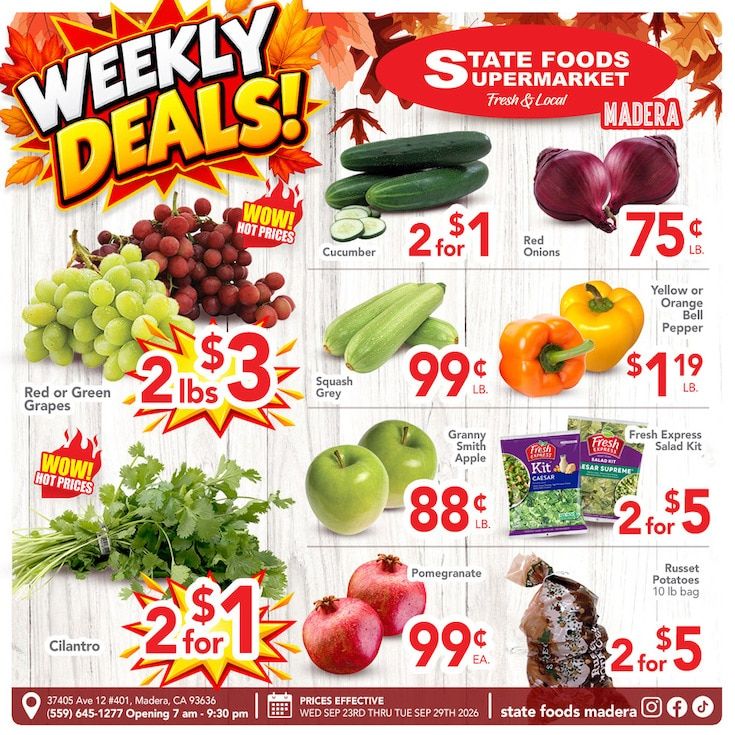 State Foods Supermarket (Madera, CA) Weekly Ad September 23 - 29, 2026