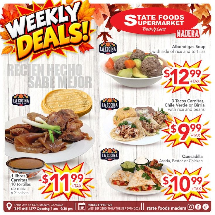 State Foods Supermarket (Madera, CA) Weekly Ad September 23 - 29, 2026