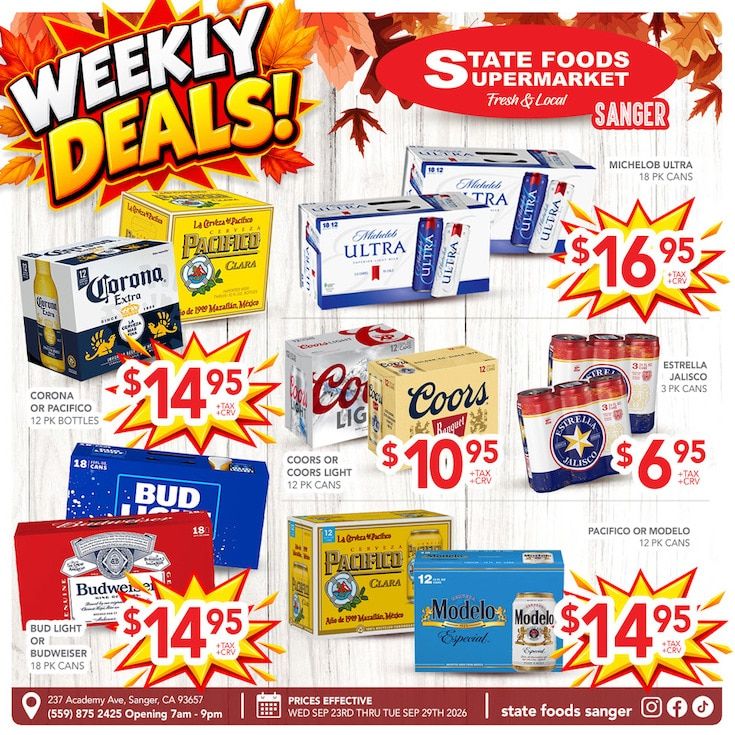State Foods Supermarket (Sanger, CA) Weekly Ad September 23 - 29, 2026