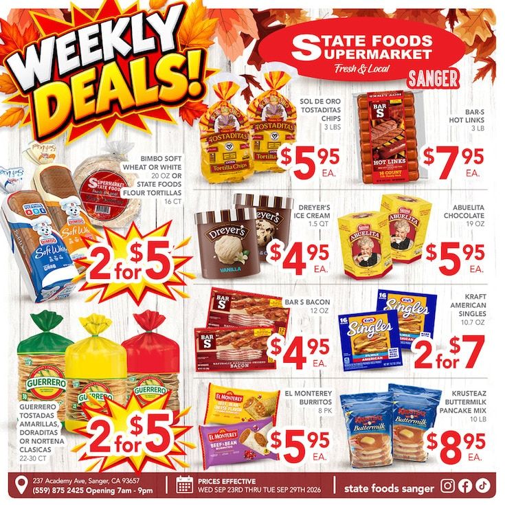 State Foods Supermarket (Sanger, CA) Weekly Ad September 23 - 29, 2026