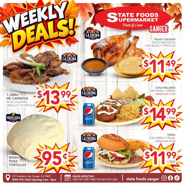 State Foods Supermarket (Sanger, CA) Weekly Ad September 23 - 29, 2026