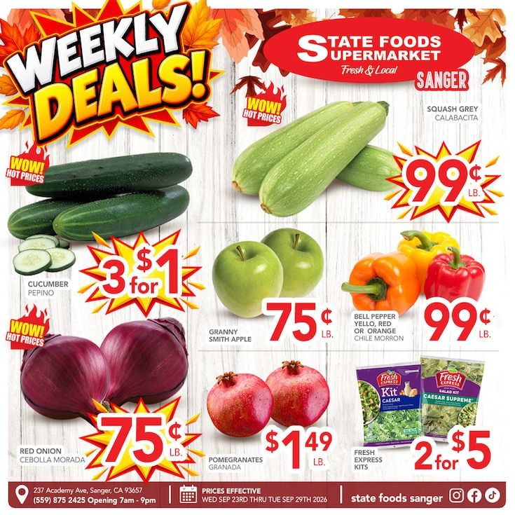 State Foods Supermarket (Sanger, CA) Weekly Ad September 23 - 29, 2026