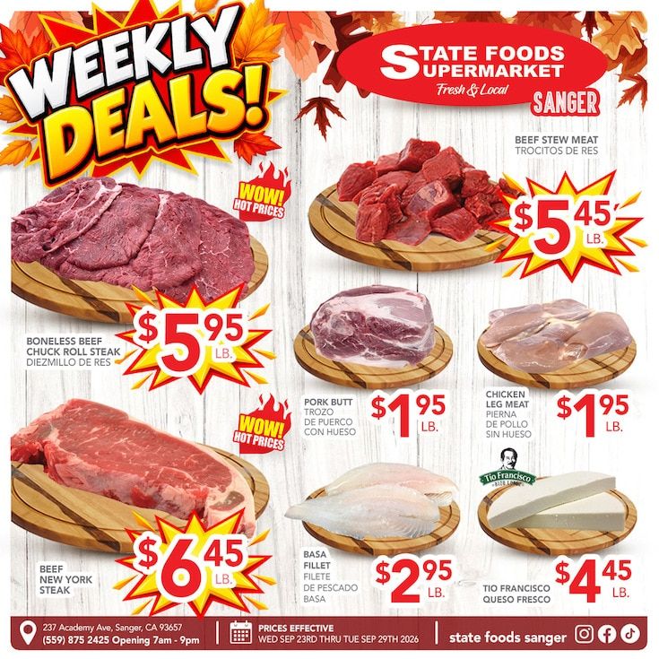 State Foods Supermarket (Sanger, CA) Weekly Ad September 23 - 29, 2026