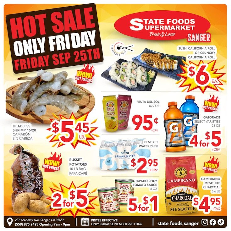 State Foods Supermarket (Sanger, CA) Weekly Ad September 23 - 29, 2026