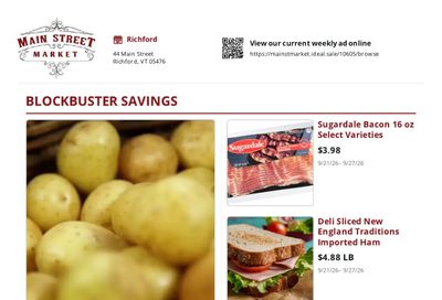 Main Street Market Weekly Ad September 21 - 27, 2026