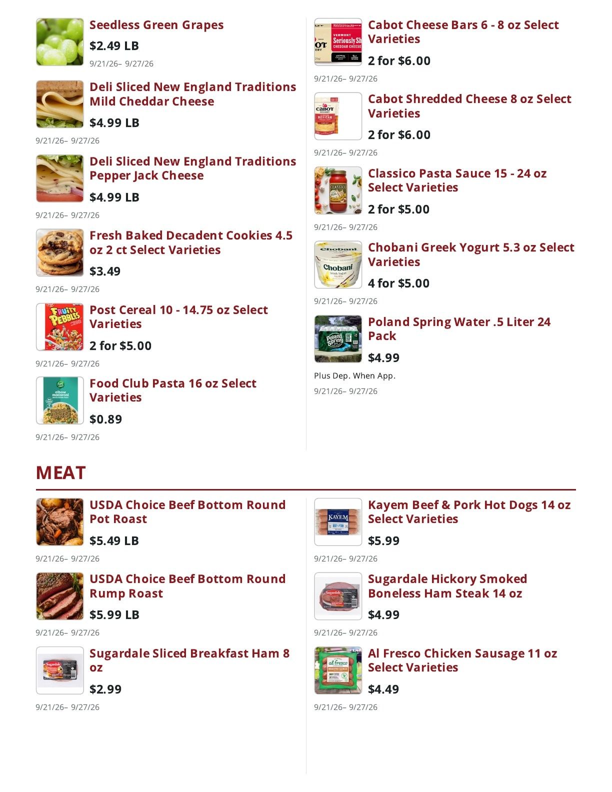 Main Street Market Weekly Ad September 21 - 27, 2026