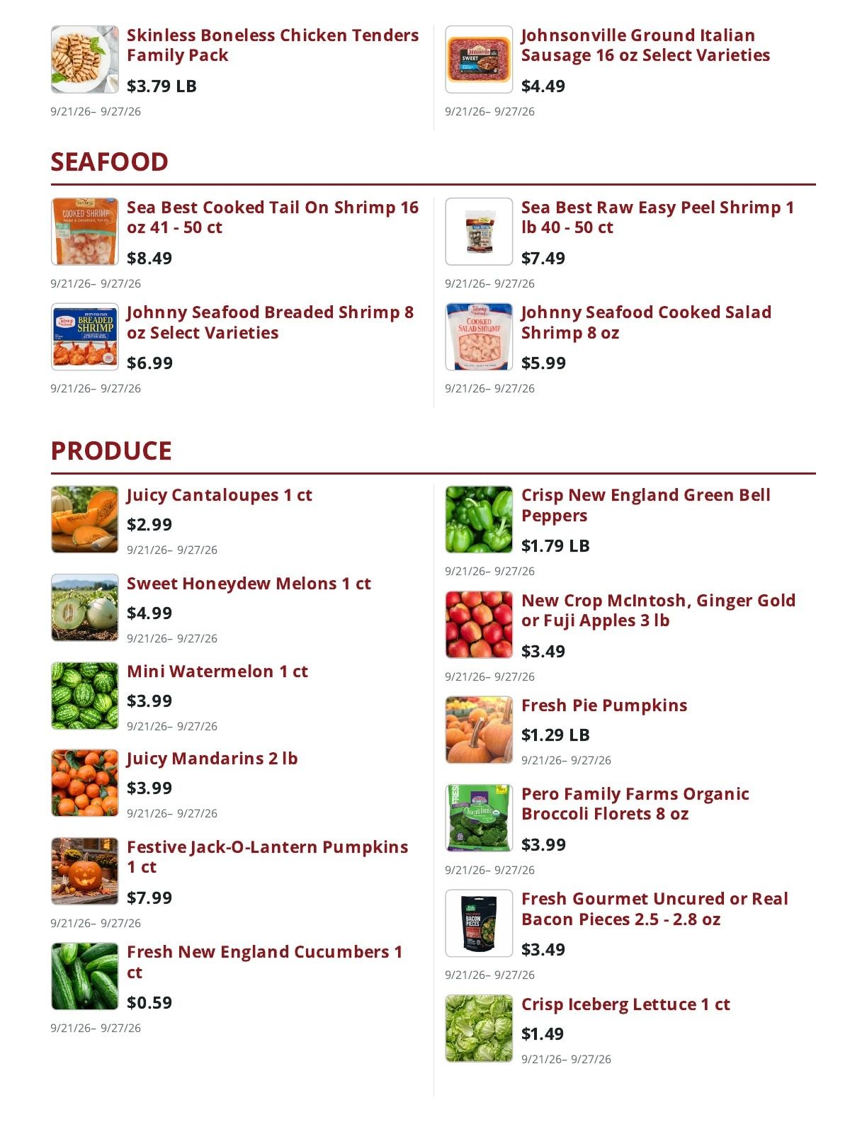 Main Street Market Weekly Ad September 21 - 27, 2026