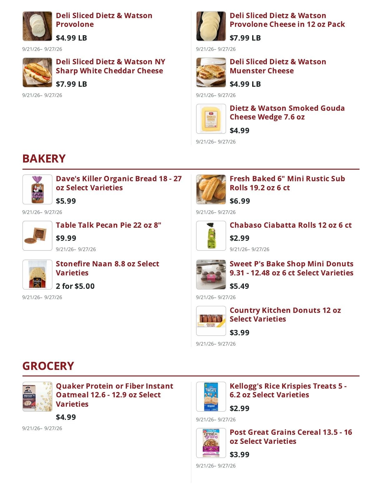 Main Street Market Weekly Ad September 21 - 27, 2026