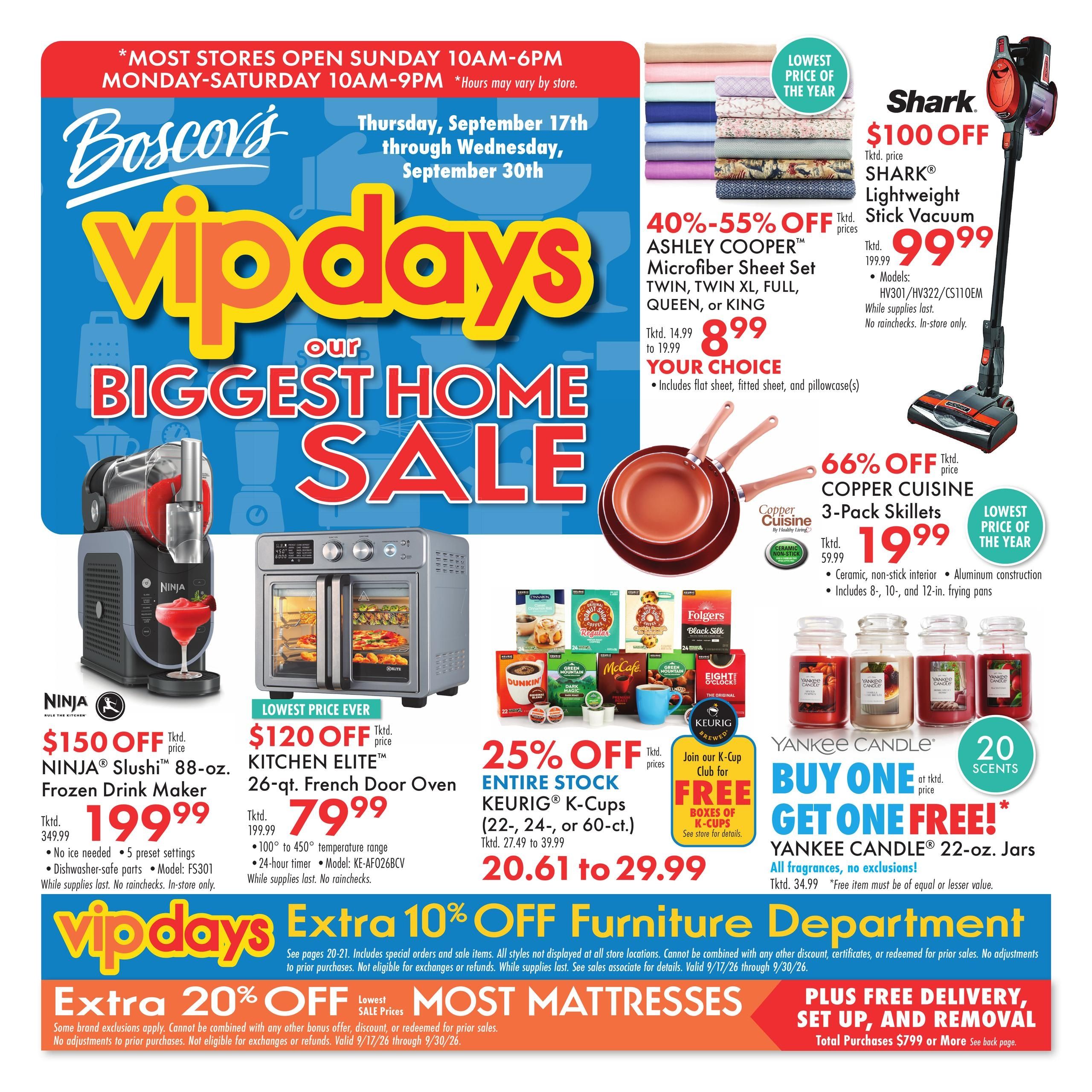 Boscov's VIP Days Weekly Ad September 20 - 30, 2026