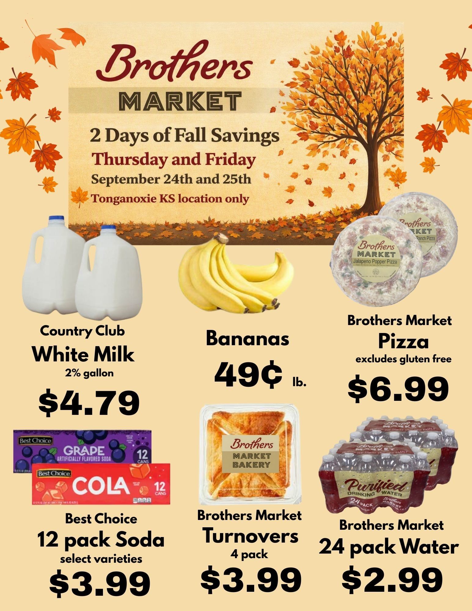 Brothers Market (319 Ridge Street, Tonganoxie, KS) 2 Day Sale Weekly Ad September 24 - 25, 2026