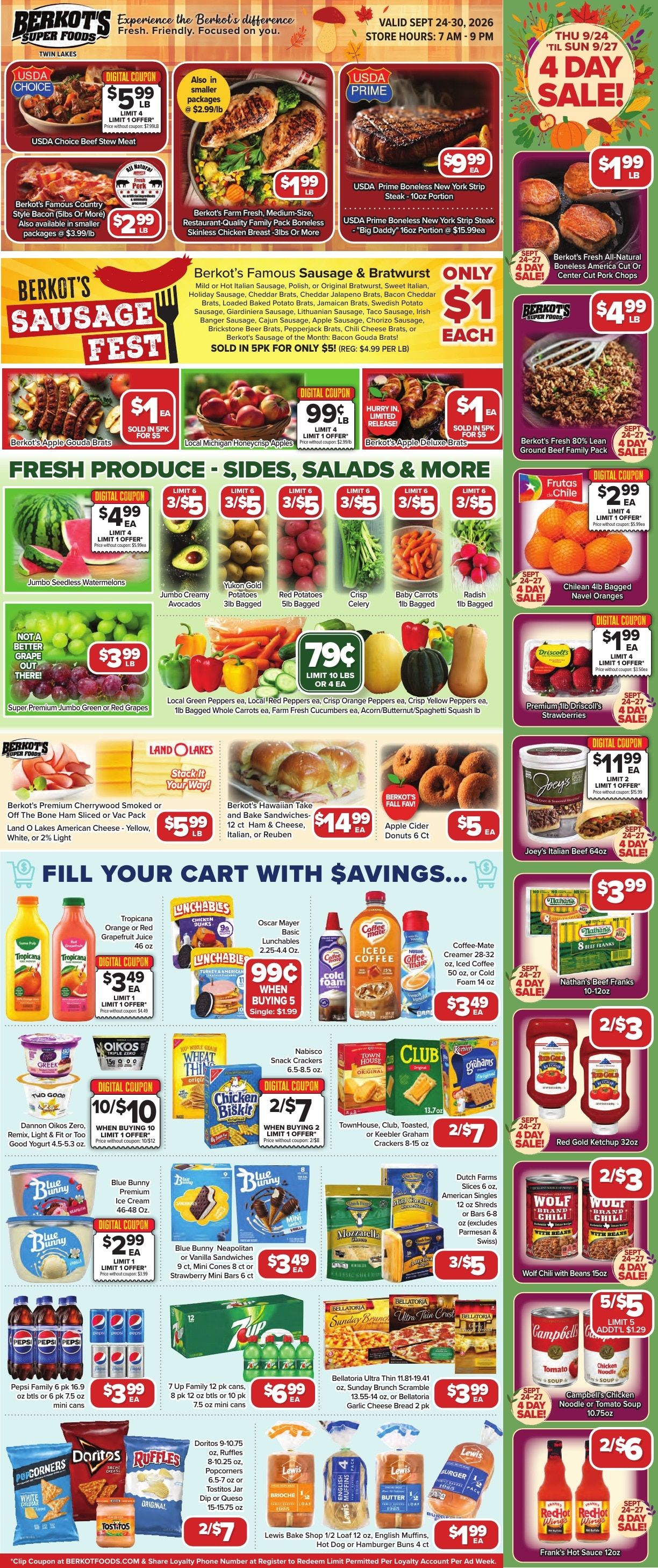 Berkot's Super Foods (Twin Lakes, WI) Weekly Ad September 24 - 30, 2026