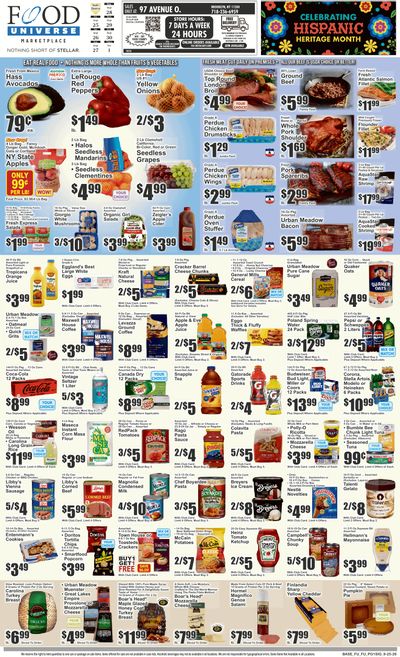 Food Universe (97 Avenue O, Brooklyn, NY) 09/25 - 10/01 Preview Weekly Ad September 25 - October 1, 2026