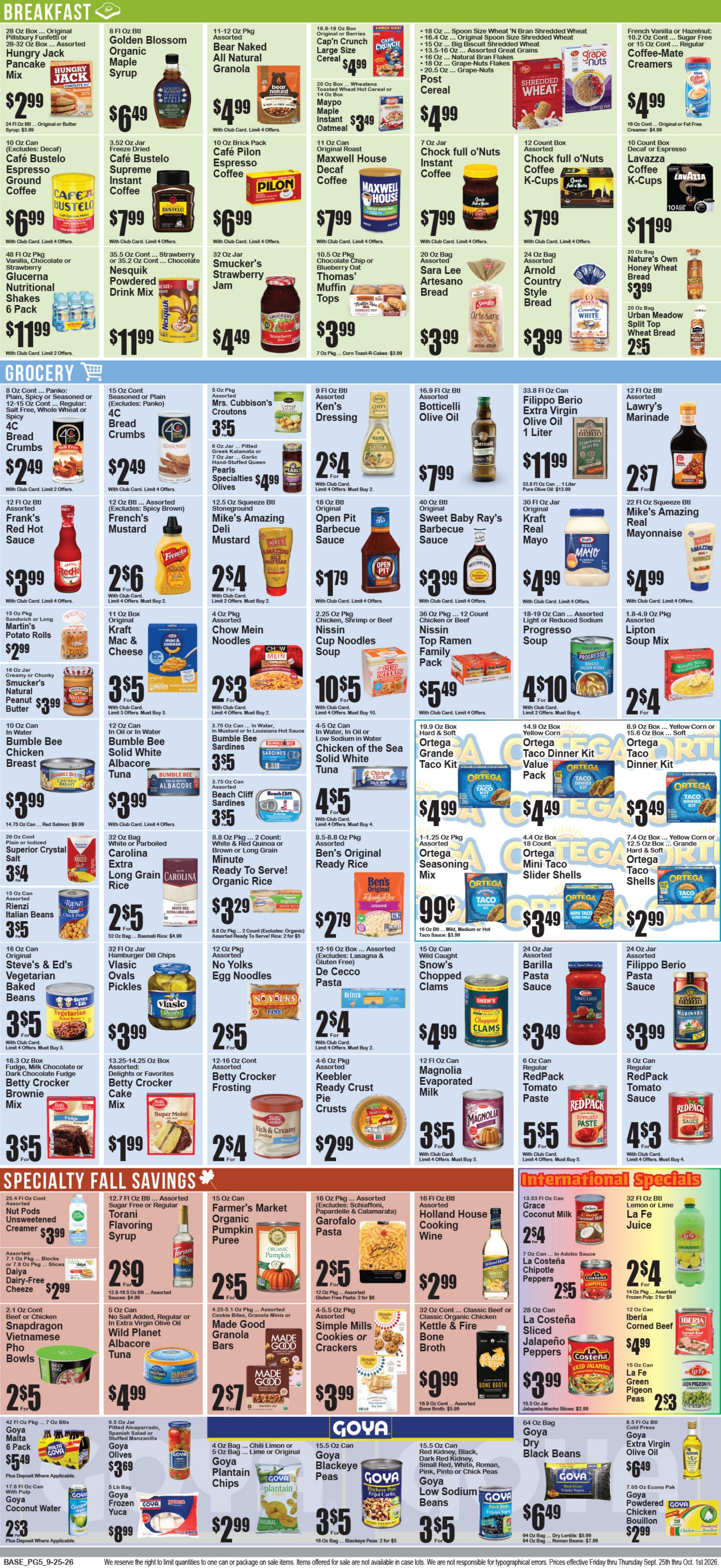 Food World Supermarket Weekly Ad September 25 - October 1, 2026