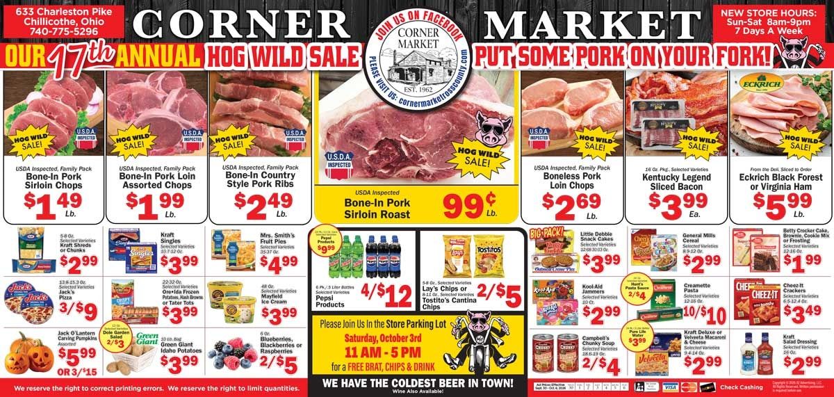 Corner Market Ross County Weekly Ad September 30 - October 6, 2026