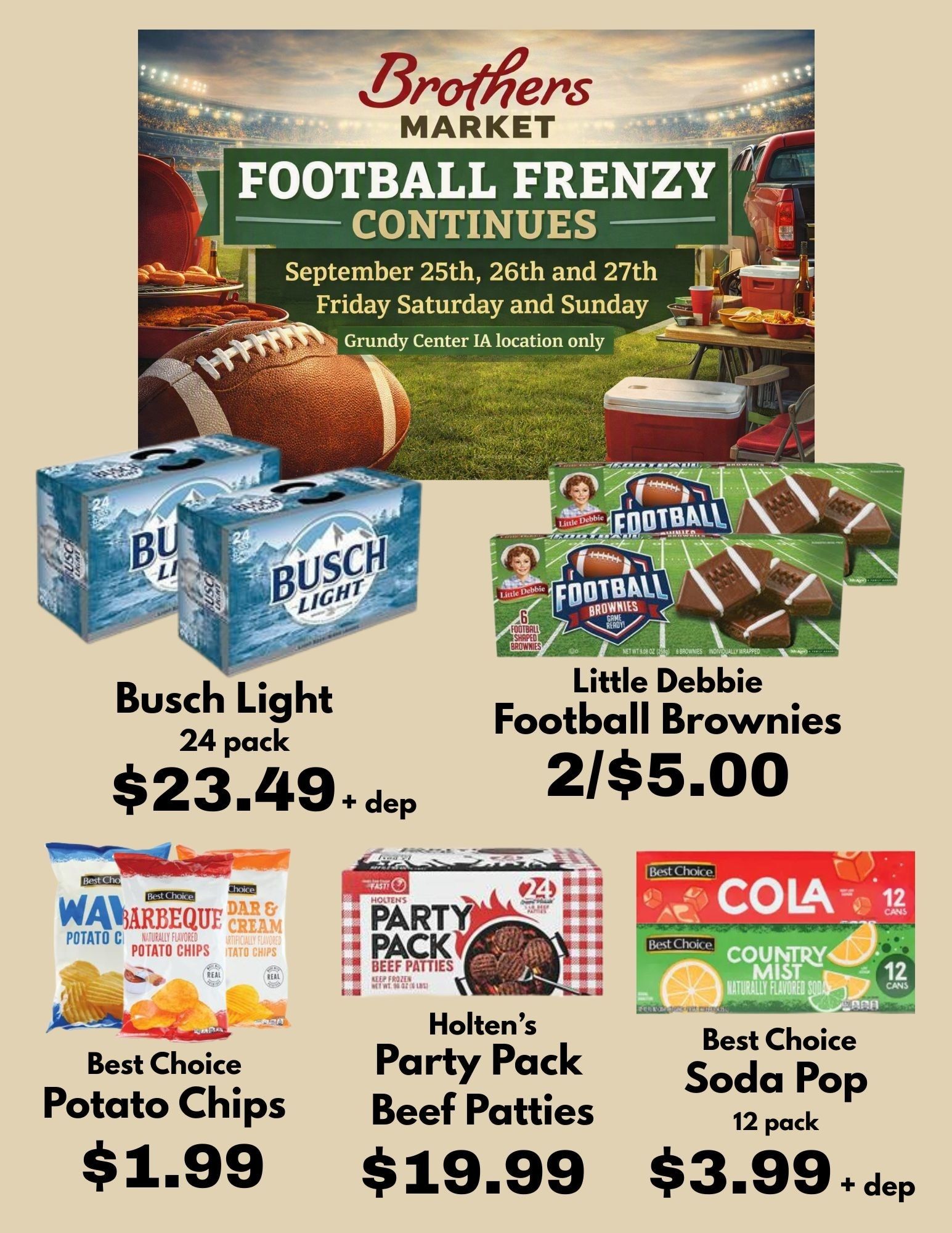 Brothers Market (Grundy Center, IA) 3 Day Sale Weekly Ad September 25 - 27, 2026
