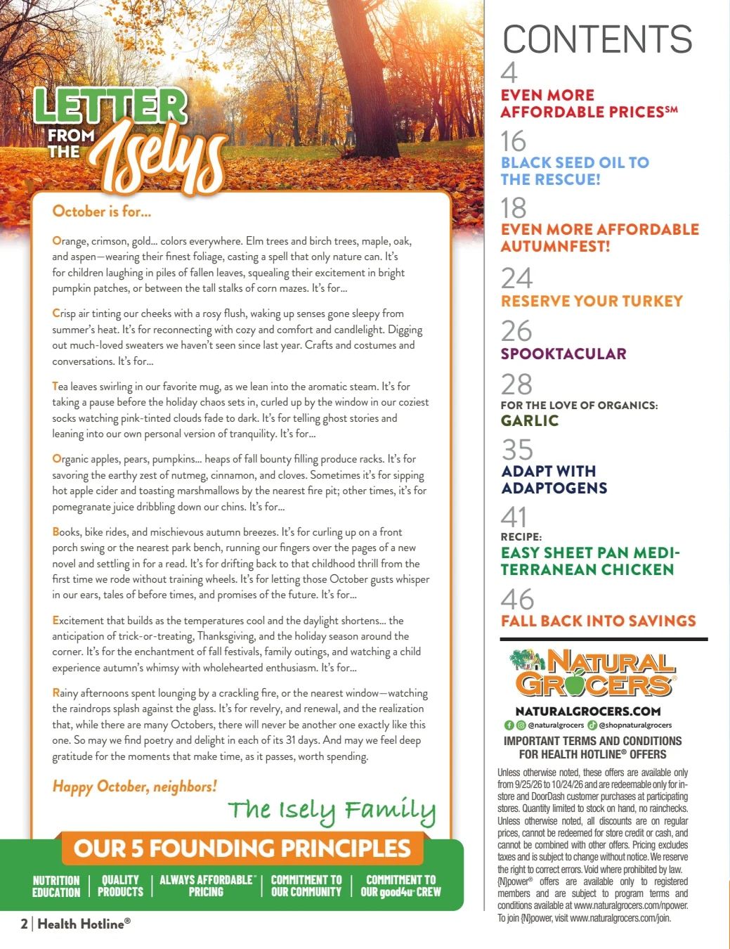 Natural Grocers Health Hotline Magazine Weekly Ad September 25 - October 24, 2026
