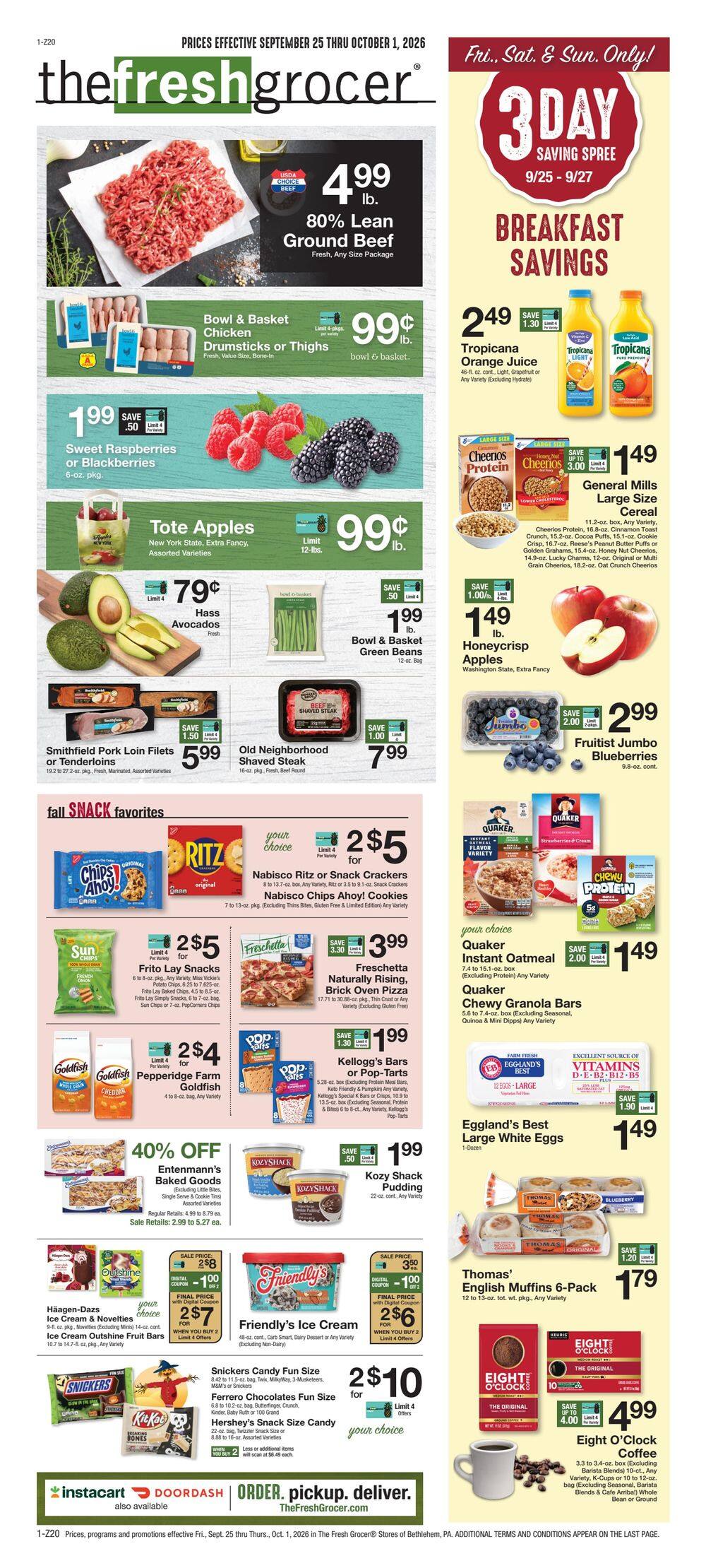 The Fresh Grocer (1880 Stefko Blvd, Bethlehem, PA) Weekly Ad September 25 - October 1, 2026