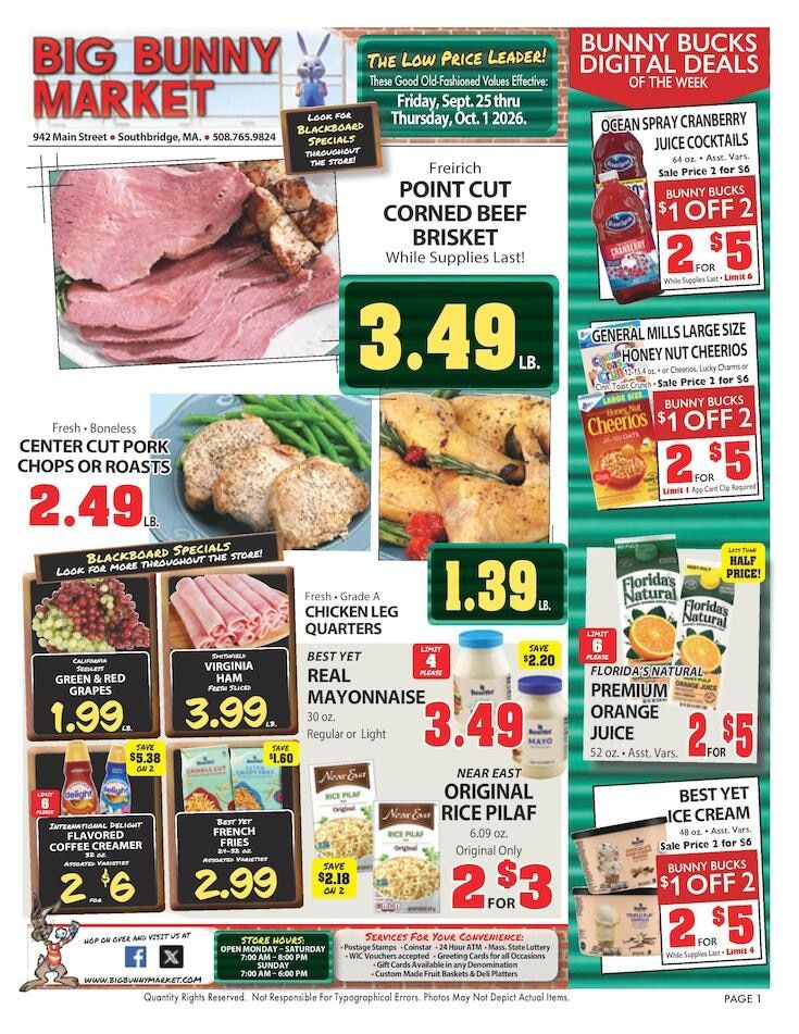 Big Bunny Market Weekly Ad September 25 - October 1, 2026