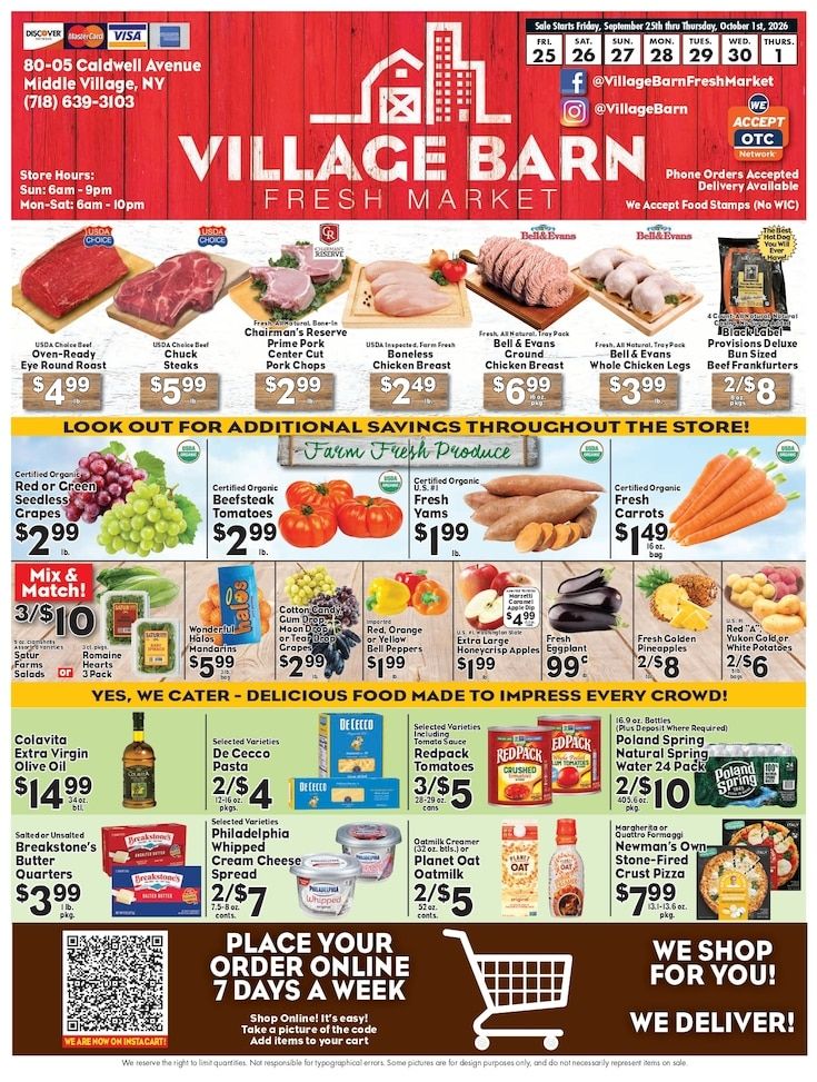 Village Barn Fresh Market Weekly Ad September 25 - October 1, 2026