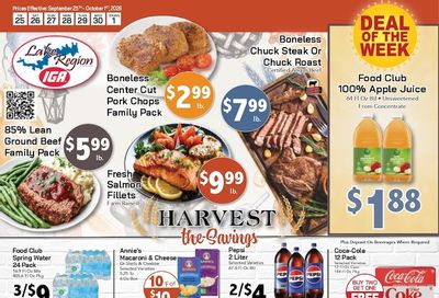 Lake Region IGA Weekly Ad September 25 - October 1, 2026