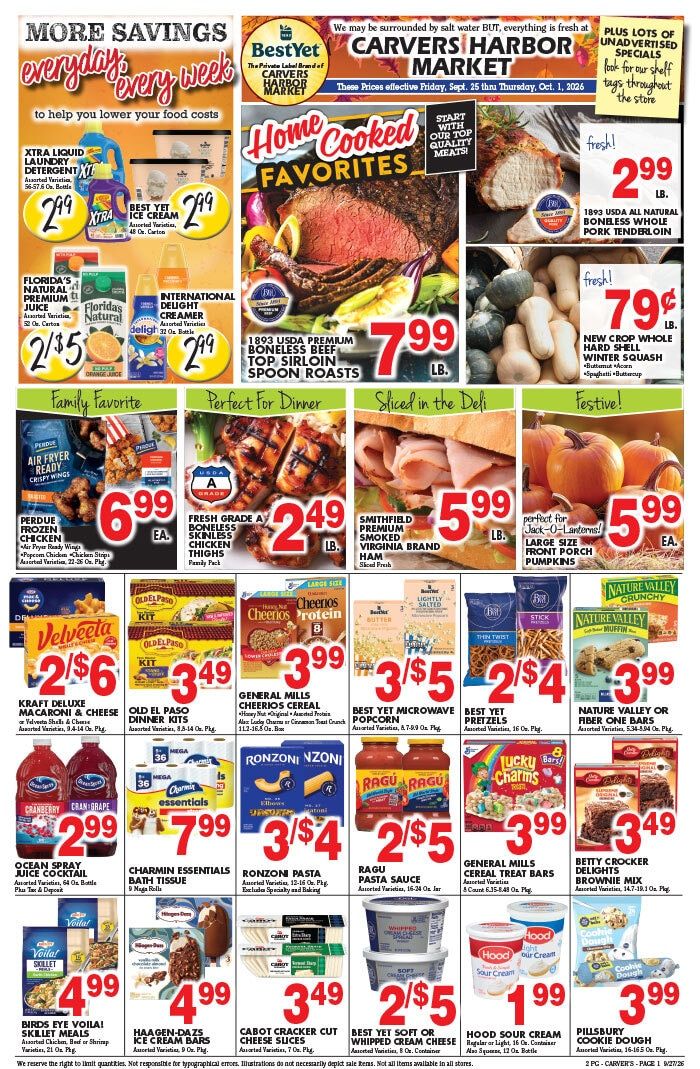 Carver's Harbor Market Weekly Ad September 25 - October 1, 2026