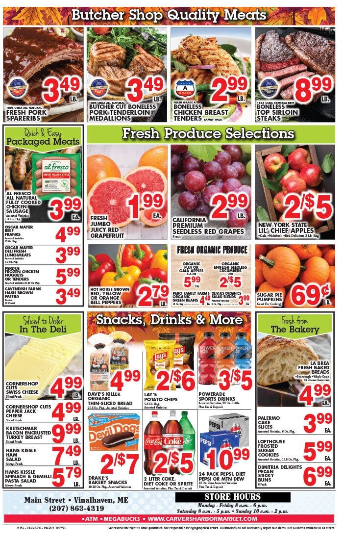 Carver's Harbor Market Weekly Ad September 25 - October 1, 2026