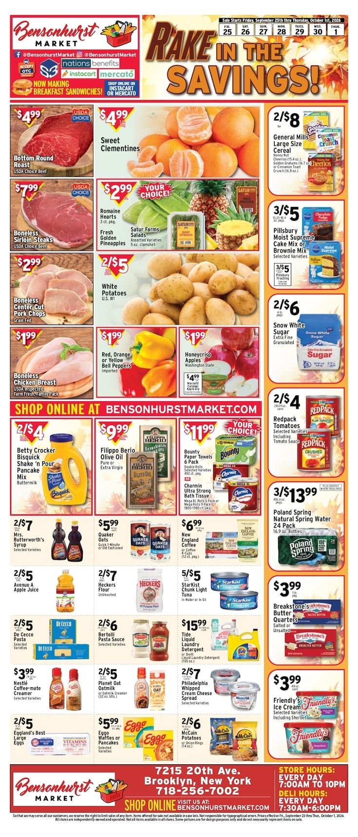Bensonhurst Market Weekly Ad September 25 - October 1, 2026