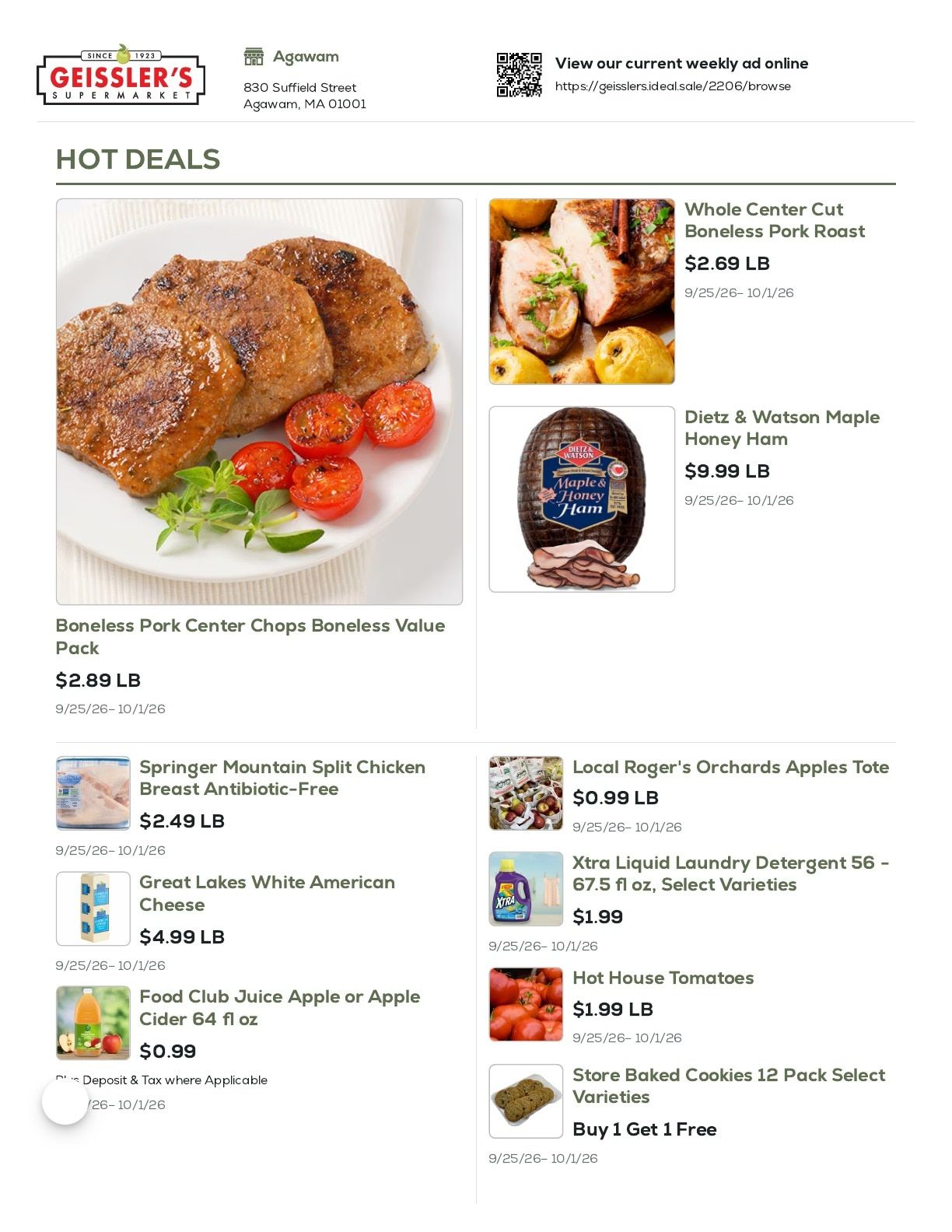 Geissler's Supermarket Weekly Ad September 25 - October 1, 2026
