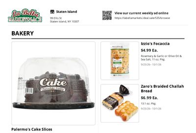 La Bella Marketplace (Staten Island, NY) Weekly Ad September 25 - October 1, 2026