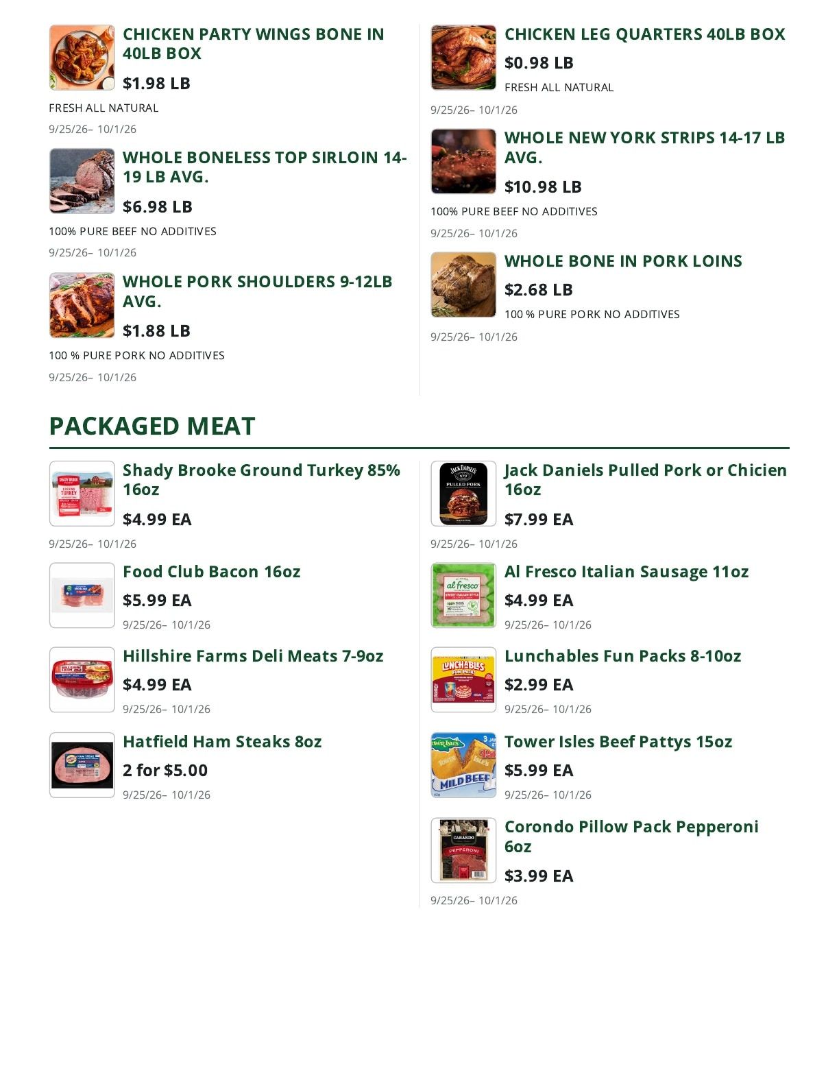 Bob's Butcher & Basket Weekly Ad September 25 - October 1, 2026