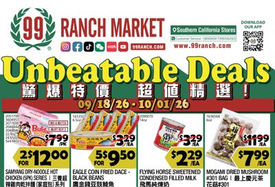 99 Ranch Market (Alhambra and other locations, CA) Weekly Ad September 25 - October 1, 2026