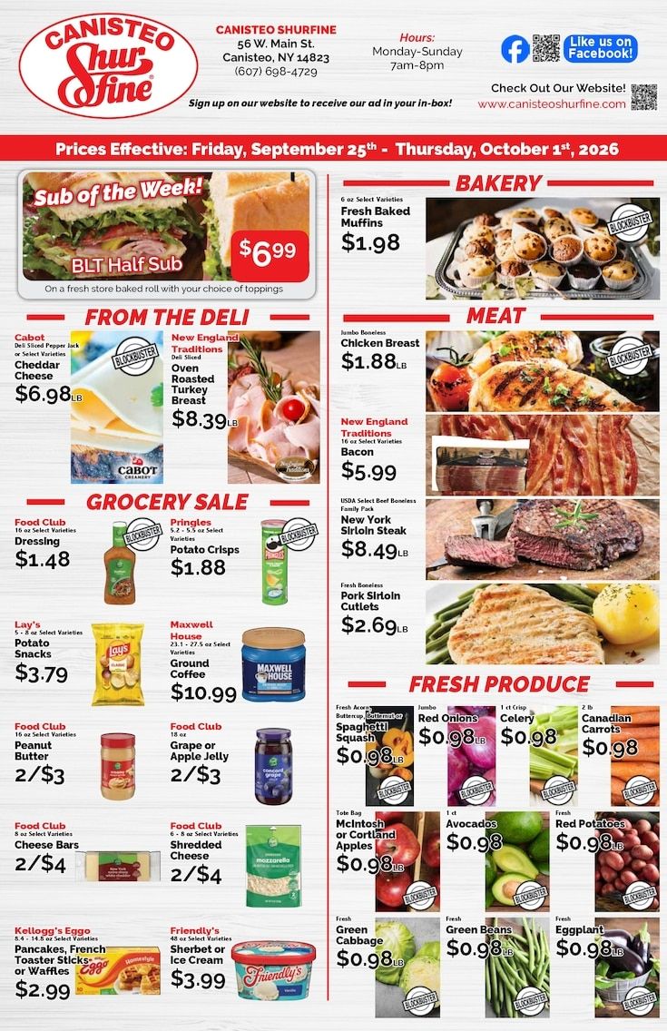 Canisteo Shurfine Weekly Ad September 25 - October 1, 2026