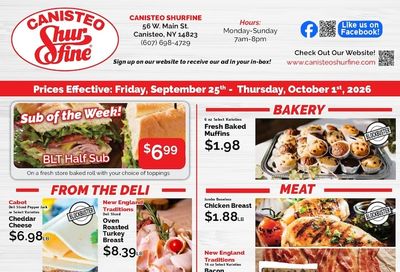 Canisteo Shurfine Weekly Ad September 25 - October 1, 2026