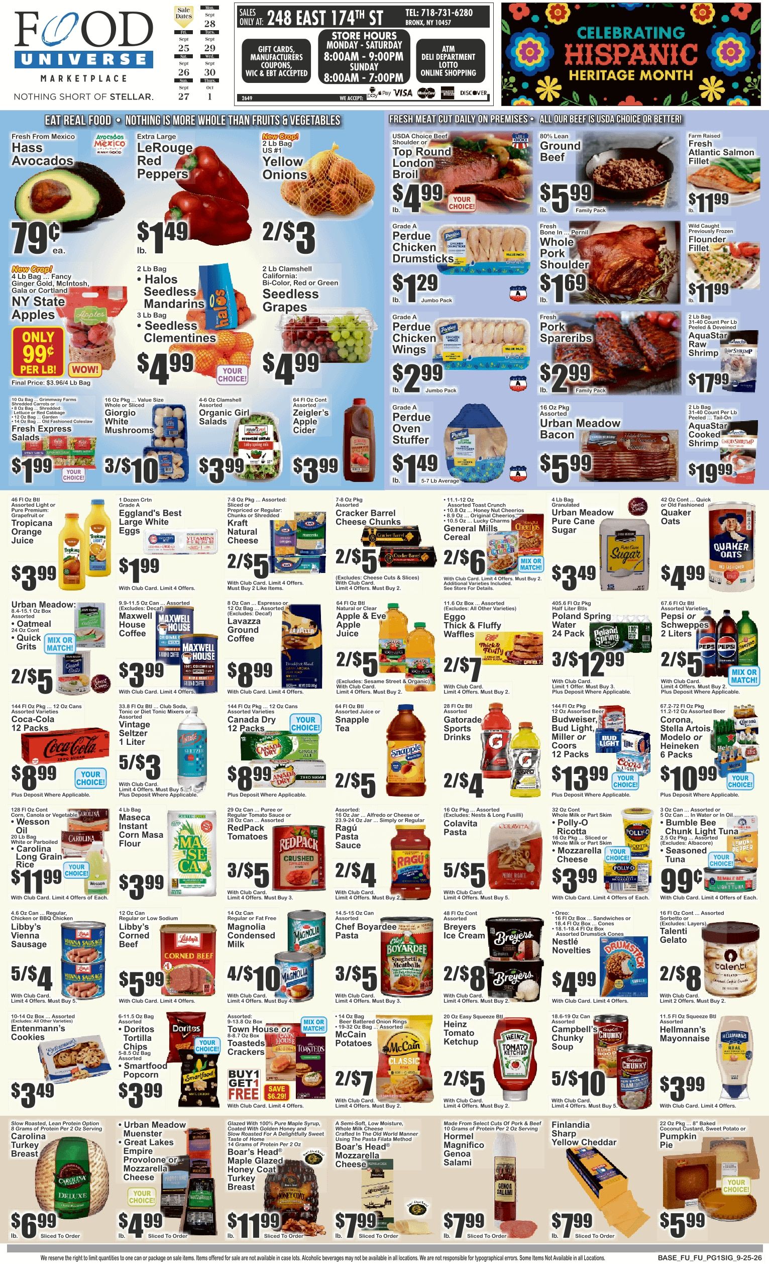 Food Universe (248 East 174th Street, Bronx, NY) Weekly Ad September 25 - October 1, 2026