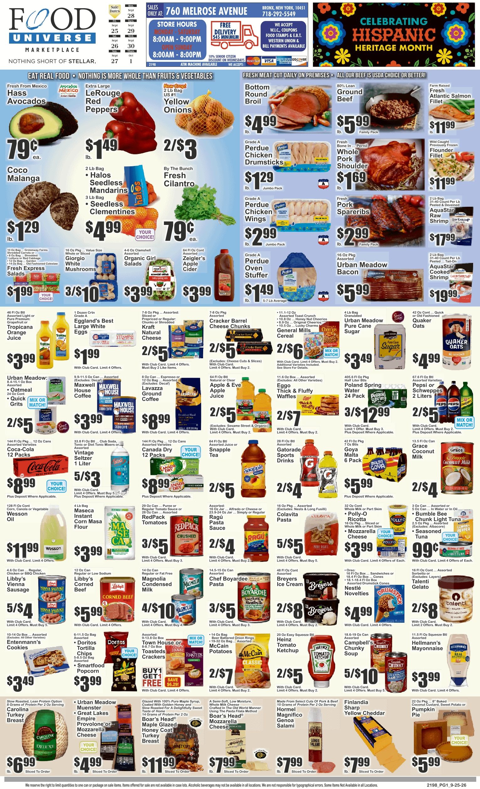 Food Universe (760 Melrose Ave., Bronx, NY) Weekly Ad September 25 - October 1, 2026